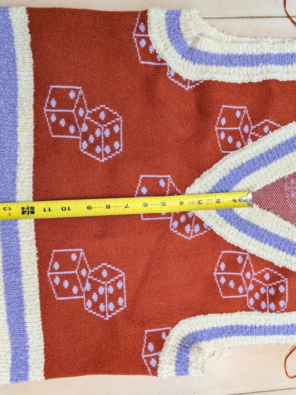 Urban Outfitters Dice Sweater Vest Medium Rust Lavender Y2K - Picture 11 of 12